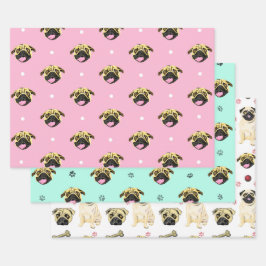 Pug Hond Geschenkverpakkingsset Inpakpapier Vel