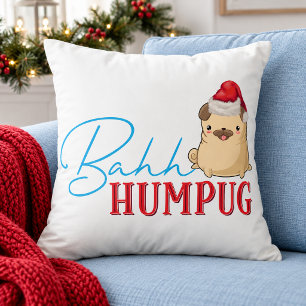 Pug Hond Grappige Bah Humpug Kerstcadeau Kussen