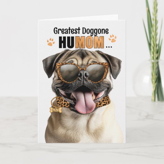 Pug Hond Grootste HuMOM Moederdag Feestdagen Kaart (Voorkant)