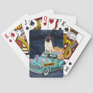 Pug Hond Halloween Truck Griezelnacht Pokerkaarten
