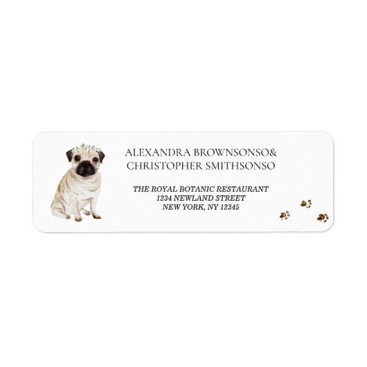 Pug Hond Home Pasgetrouwd Huwelijk Etiket (Voorkant)
