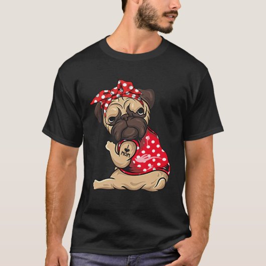 Pug Hond Ik Hou Van Moeder Tattoo T-shirt (Voorkant)