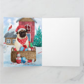 Pug-hond in de sneeuw Kerstmis Hondenhok Kaart (Binnen)