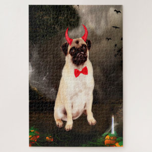 Pug-hond in Halloween-kostuum Legpuzzel