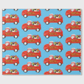 Pug Hond In Kerstmis Levering Truck Cadeaupapier (Vlak)