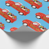 Pug Hond In Kerstmis Levering Truck Cadeaupapier (Hoek)