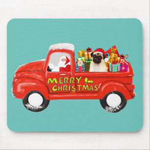 Pug Hond In Kerstmis Levering Truck Muismat