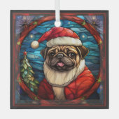 Pug-hond in kerstmuts ornament (Voorkant)