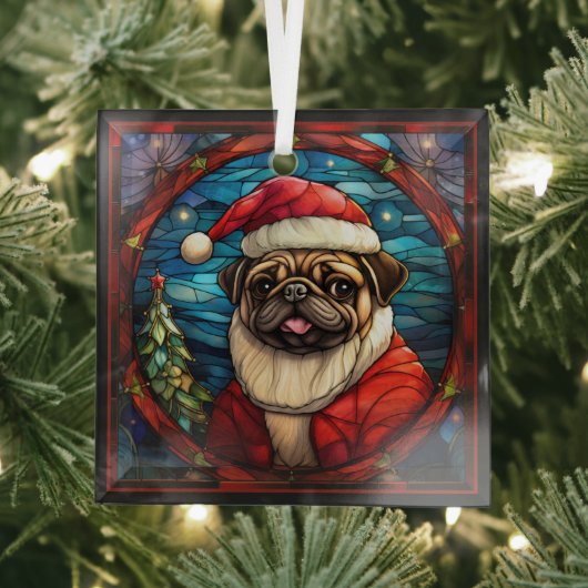 Pug-hond in kerstmuts ornament (Insitu)