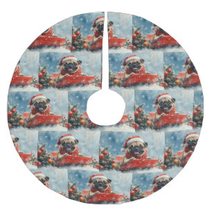 Pug Hond in slee Let it Snow Kerstmis Kerstboom Rok