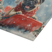 Pug Hond in slee Let it Snow Kerstmis Snijplank (Hoek)