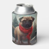 Pug Hond in Sneeuw Kerstmis Blikjeskoeler (Blikje Voorkant)