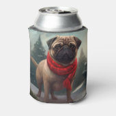 Pug Hond in Sneeuw Kerstmis Blikjeskoeler (Blikje Achterkant)