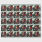 Pug Hond in Sneeuw Kerstmis Cadeaupapier (Vlak)