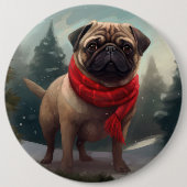 Pug-hond in sneeuw Kerstmis Ronde Button 6,0 Cm (Voorkant)