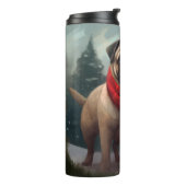 Pug Hond in Sneeuw Kerstmis Thermosbeker (Gedraaid links)