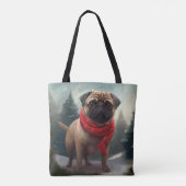 Pug Hond in Sneeuw Kerstmis Tote Bag (Achterkant)