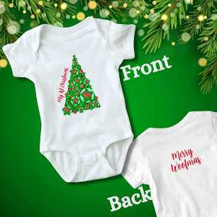 Pug Hond Kabouter Silhouet Kerstboom Rood Romper