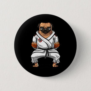 Pug Hond Karate Vechtkunst Kickboksen Jiu Jitsu B Ronde Button 5,7 Cm