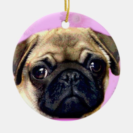 Pug hond keramisch ornament (Voorkant)