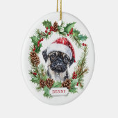 Pug Hond Keramische Cirkel Ornament (Rechts)