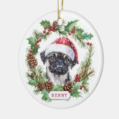 Pug Hond Keramische Cirkel Ornament (Links)