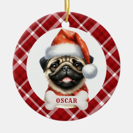 Pug Hond Keramische Cirkel Ornament (Voorkant)