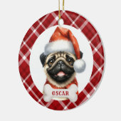 Pug Hond Keramische Cirkel Ornament (Links)