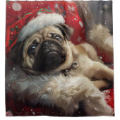 Pug Hond Kerst Festief Douchegordijn (Voorkant)