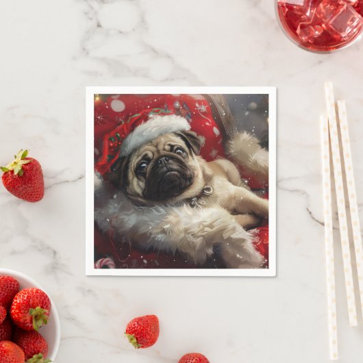 Pug Hond Kerst Festiviteit Servet (Insitu)