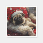 Pug Hond Kerst Festiviteit Servet (Voorkant)