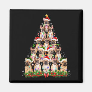 Pug Hond Kerstboom Lichtjes Grappige Kerstman Mann Magneet