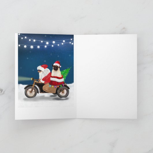 Pug Hond Kerstman Kaart (Binnen)