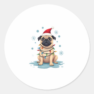 Pug Hond Kerstmannen Vrouwen (1) Ronde Sticker
