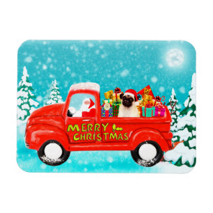 Pug Hond Kerstmis Levering Truck Magneet