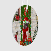 Pug Hond Kerstmis  Ornament (voorkant)