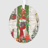 Pug Hond Kerstmis  Ornament (voorkant)