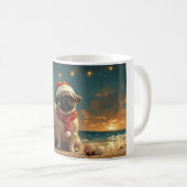 Pug Hond Kerstmis Vintage Strand Koffiemok (Voorkant rechts)
