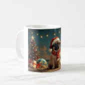 Pug Hond Kerstmis Vintage Strand Koffiemok (Voorkant links)