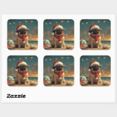 Pug Hond Kerstmis Vintage Strand Vierkante Sticker (Vel)