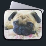 Pug hond laptop sleeve<br><div class="desc">voeg tekst toe of upload je eigen afbeelding</div>