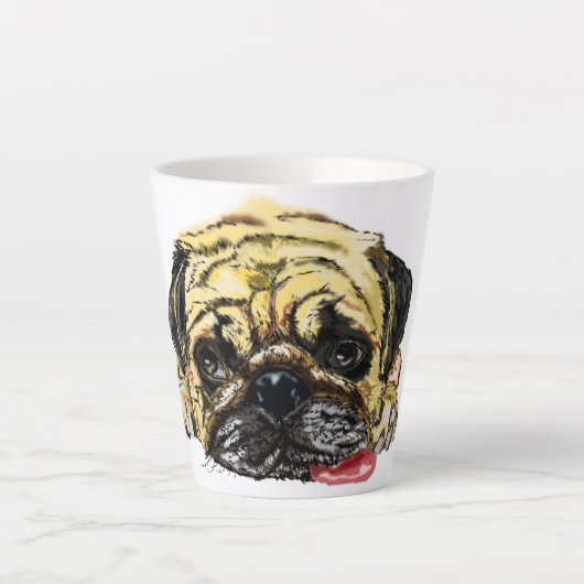 Pug Hond Latte Mok (Voorkant)