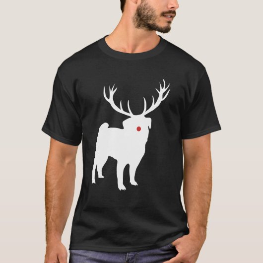 Pug Hond Leuke Puppy Pet Kerst Rendier Antlers T-shirt (Voorkant)