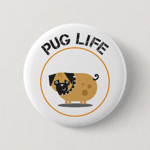 Pug Hond Leven Ronde Knop Button 5,7 Cm