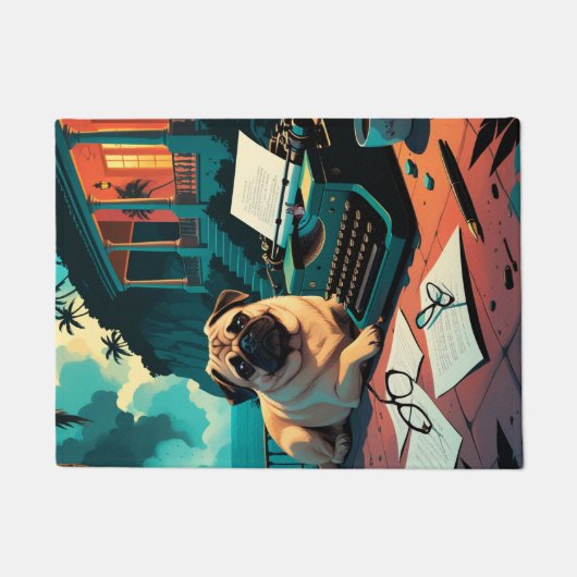 Pug Hond meneer vintage Deurmat (Voorkant)