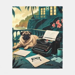 Pug Hond meneer vintage Fleece Deken