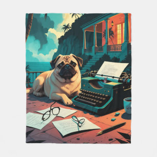 Pug Hond meneer vintage Fleece Deken