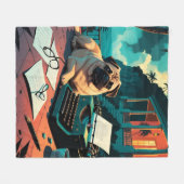 Pug Hond meneer vintage Fleece Deken (Voorkant (Horizontaal))