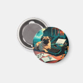 Pug Hond meneer vintage Magneet (Voorkant / Achterkant)