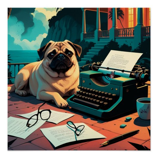 Pug Hond meneer vintage Perfect Poster (Voorkant)